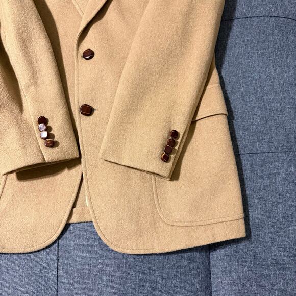 Vintage Cricketeer Sport Coat Men 42R* Tan Union Made In USA Wooden Buttons - Picture 6 of 9